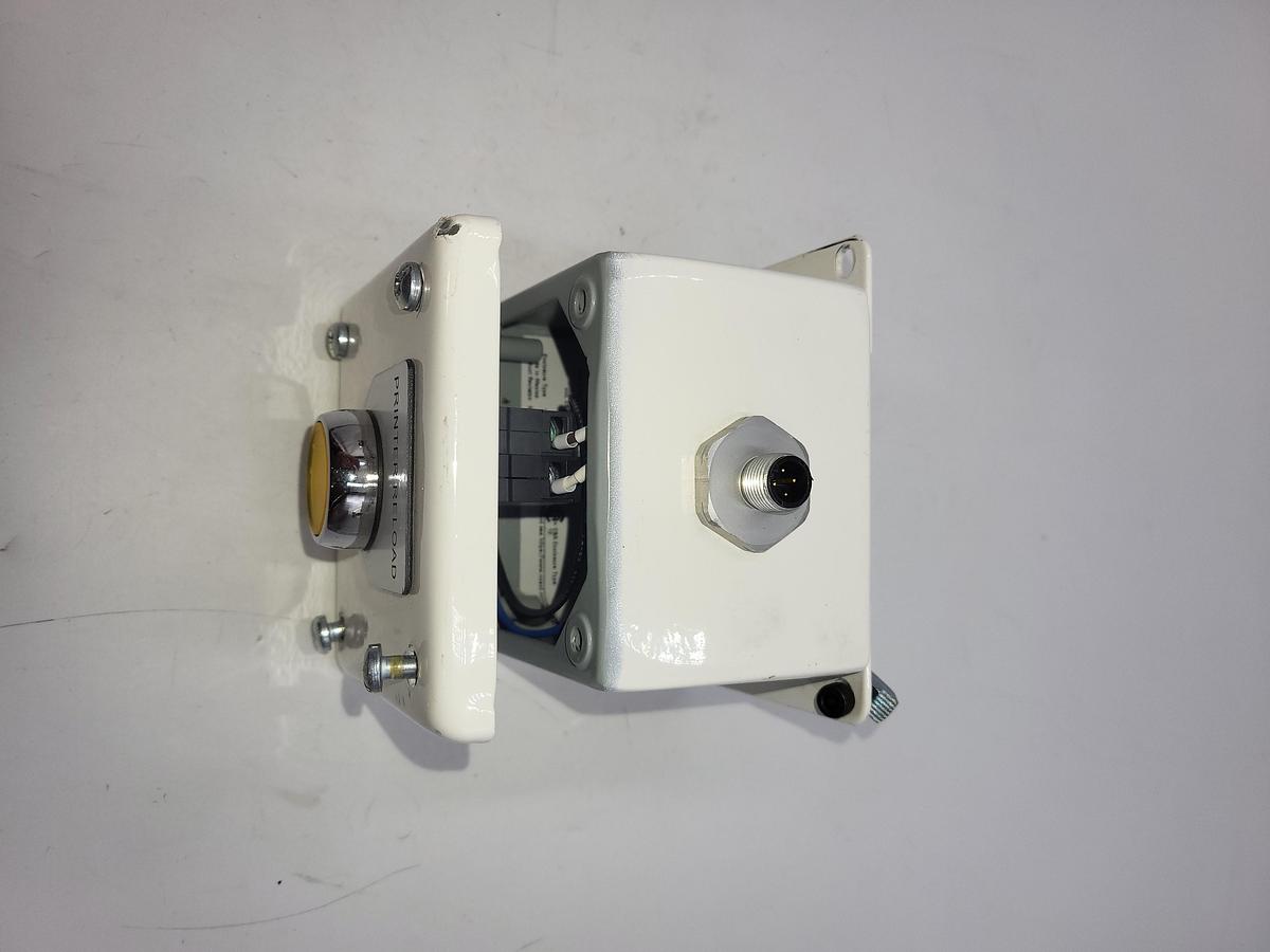 Used nVent HOFFMAN E1PBG Steel Enclosure NEMA13, IP65 & one wired Allen Bradley pushbutton 800F-N3W