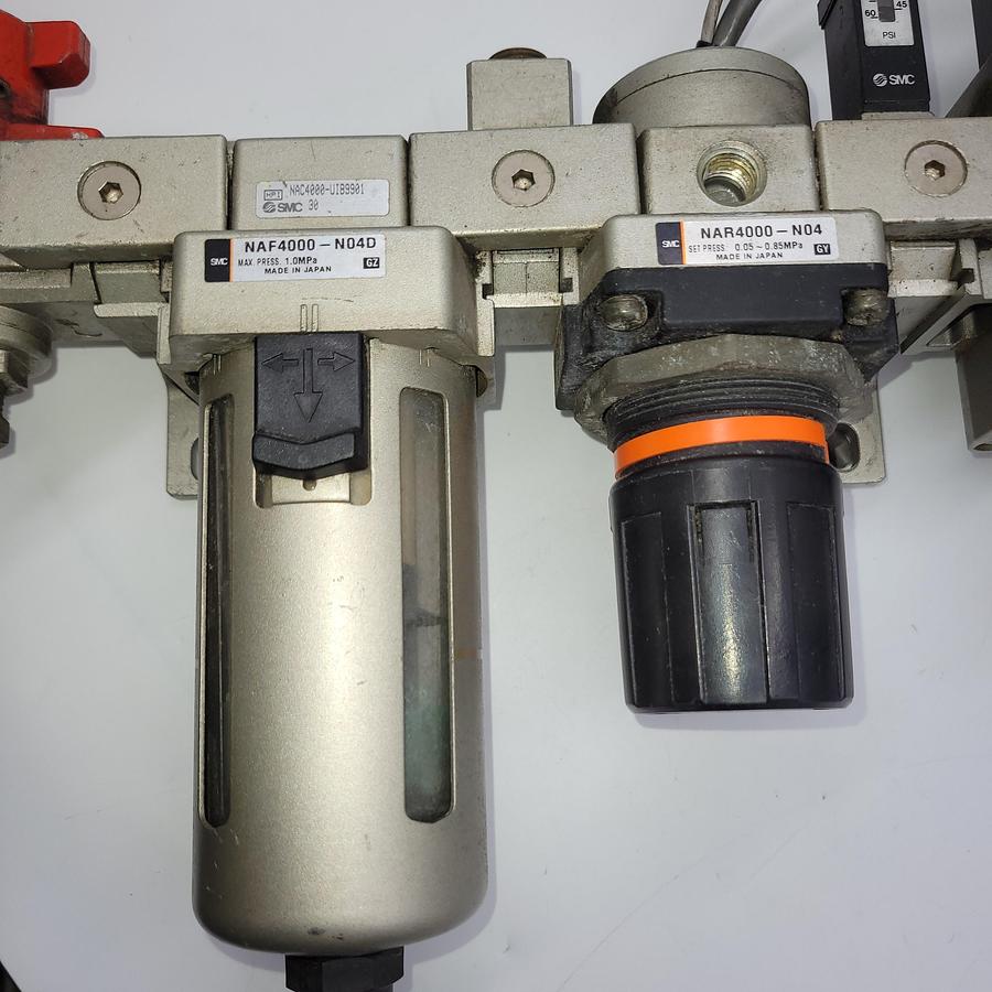 Used SMC pneumatic valve NAR4000-N04 / filter NAF4000-N04D / nav4000-n04-5dz soft start up valve / 3-way nav4500-n04-x116 / muffler block / DC21-26V Valve Coil