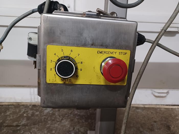 Used Conveyor 6" wide 101" long 31" tall with variable speed controller all stainless