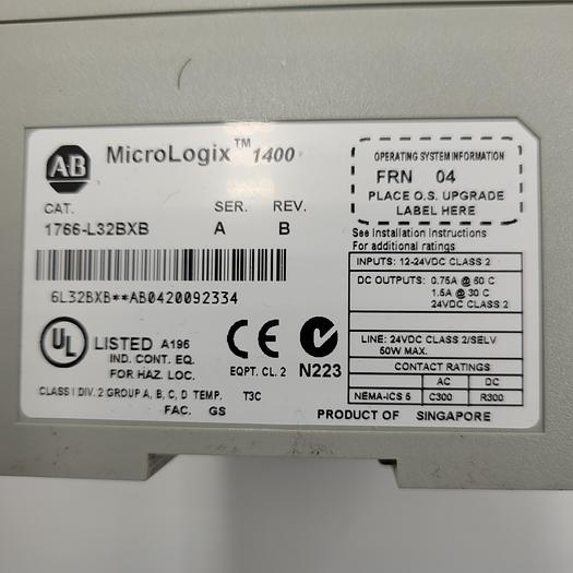 Used AB ALLEN BRADLEY MICRO LOGIX 1400 1766-L32BXB SER A