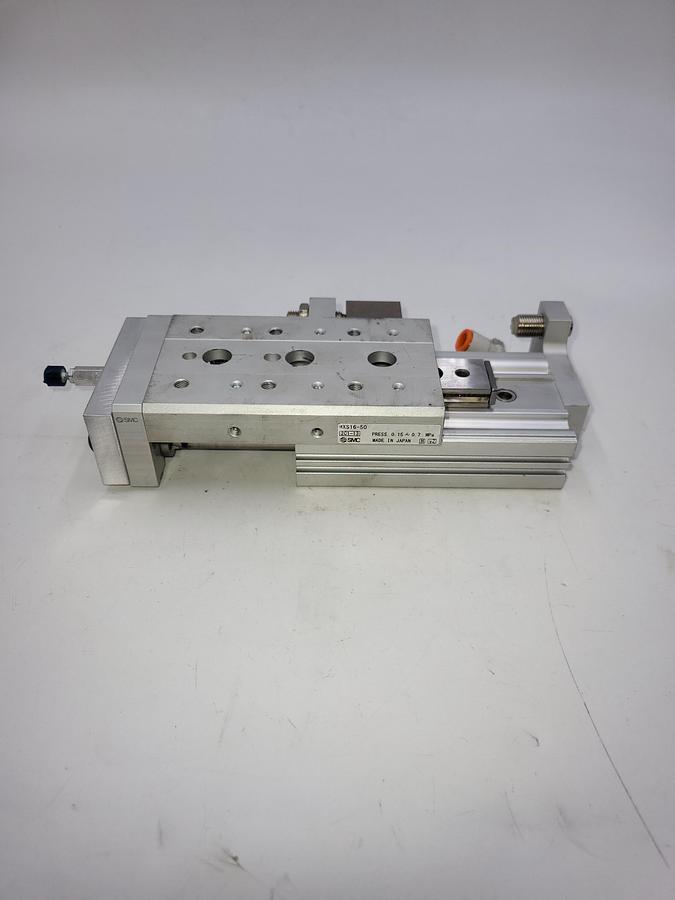 Used SMC Air Slide Table: 50 mm Stroke Lg, 16 mm Bore Dia, MXS16-50