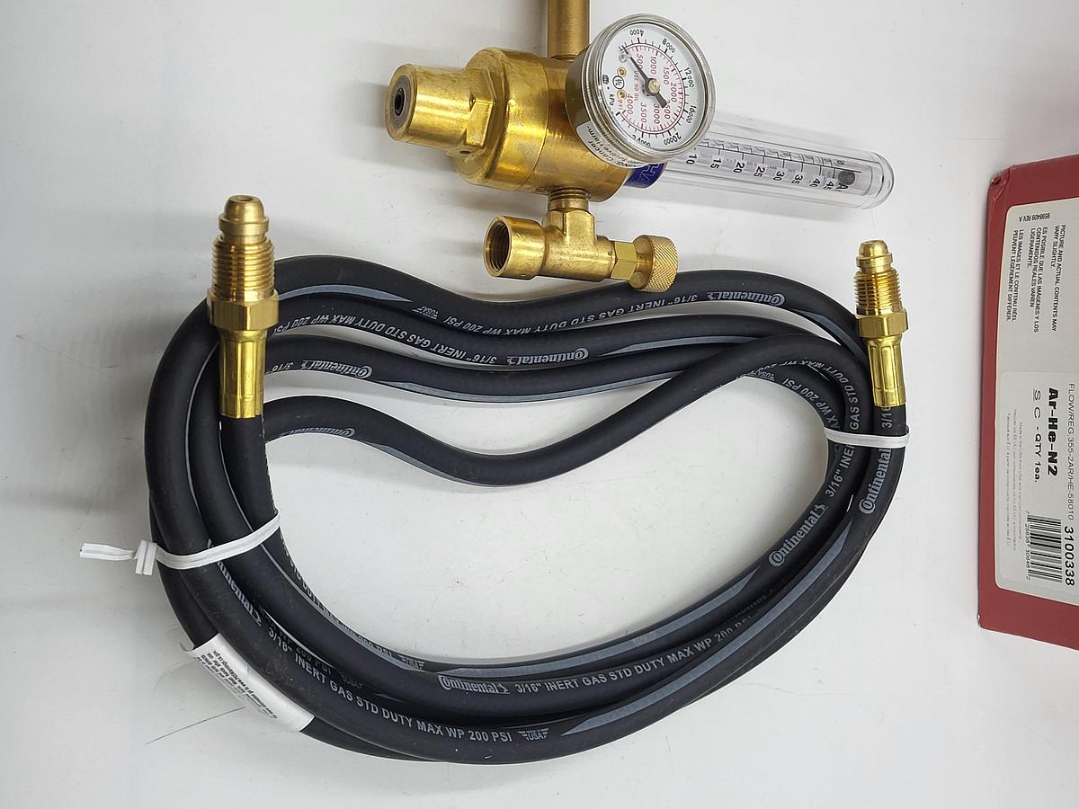 Harris Model 355 kit 3100338 inert gas (AR - He - N2) brass regulator 10' hose 5/8" - 18 fitting 58010 **NEW in box**