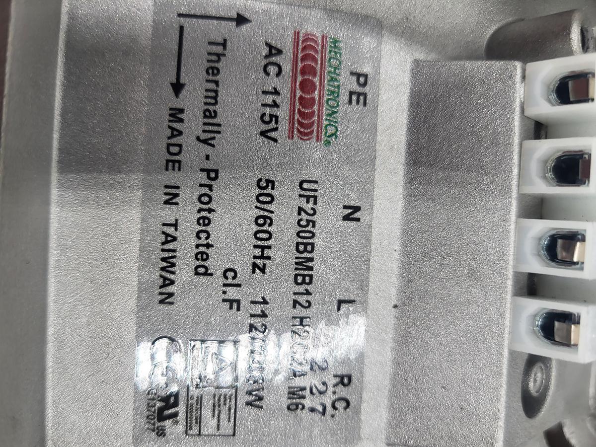 Used MECHATRONICS fan UF250BMB12 H2C2A M6 cover w/ filter NVENT HOFFMAN HF1316424