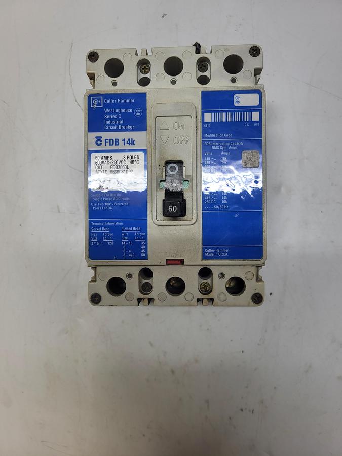 Used Cutler Hammer Westinghouse Series C Circuit Breaker FD83060L
