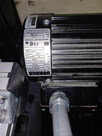 Used Dorner 2200 12" wide 4' long 34" tall PVC belt aluminum frame adjustable legs for height and angle. 277/480 3 phase