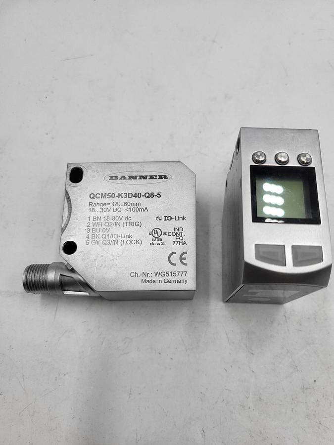 Used BANNER QCM50-K3D40-Q8-5 Multiple Function Sensor Modules