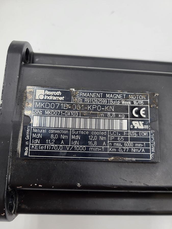 Used REXROTH Indramat MKD07B-061-KP0-KN servo motor