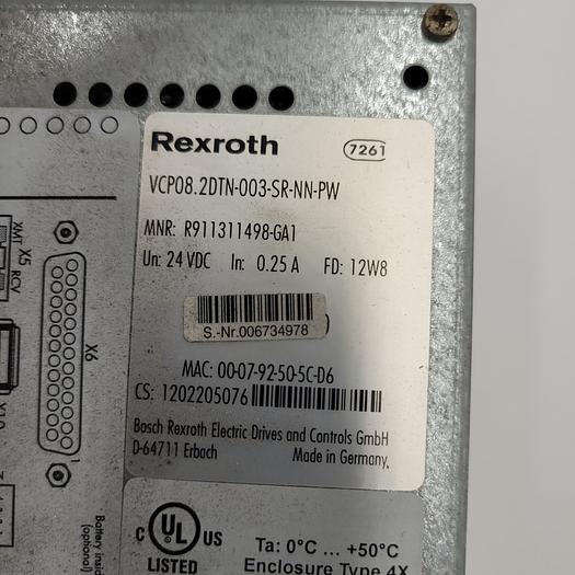 Used REXROTH VCP08.2DTN-003-SR-NN-PW OPERATOR INTERFACE