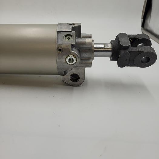 Used SMC CK1A63-150YZ pneumatic cylinder w/ piston yoke attachment