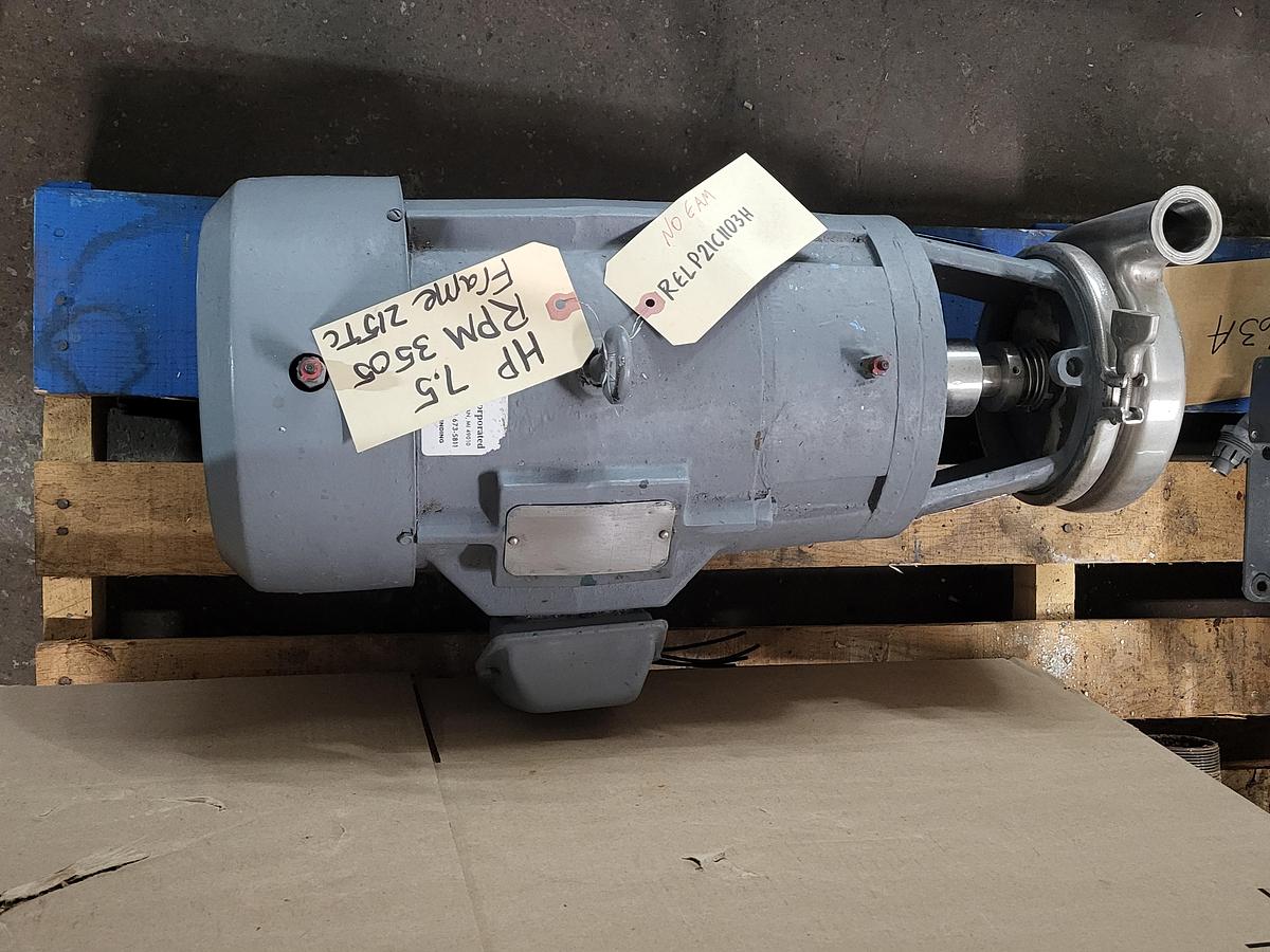Used Reliable Electric 7.5 HP motor 230/460 v TEFC 215TC frame Model P21G1103H TRI-FLO stainless Pump C216MB21T-S