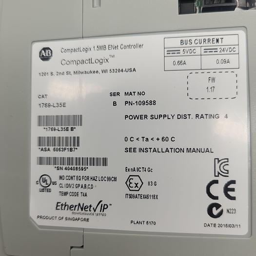 Allen-Bradley Compact Logix 1.5MB Controller 1759-L356