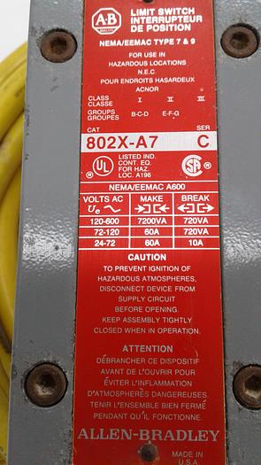 Used Allen-Bradley Limit Switch Interrupter 802X-A7