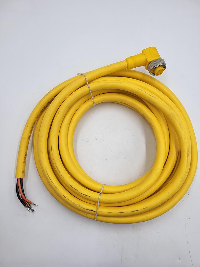 Turck yellow 5 meters long 5 pin CORDSET CABLE 101550539 / E206089-01 / 90 deg. end Stoow 5/C