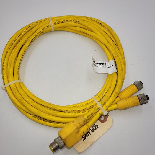 Used Lumberg Automation 909695 / E41663 ( ASB2-RKT4/3-695 ) / 3 Meters long w/ Splitter