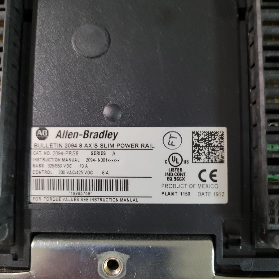 Used ALLEN BRADLEY 2094 8 AXIS SLIM POWER RAIL 2094-PRS8 SER A