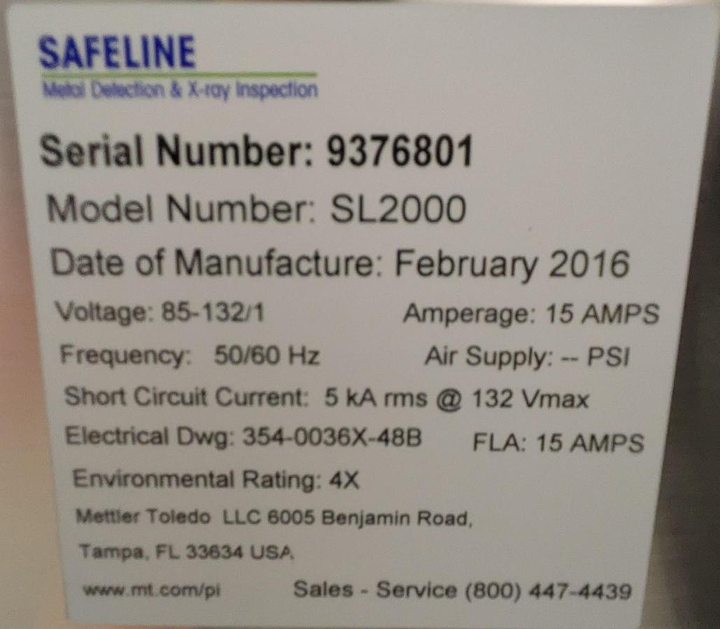 Used Mettler Toledo, Safeline metal detector SL2000