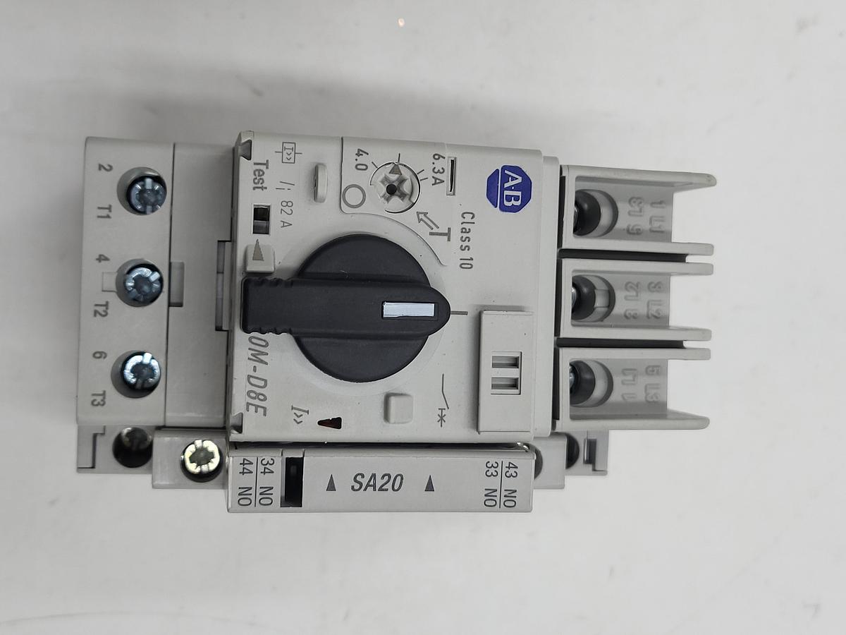 Used Allen Bradley 140M-D8E-B63 motor protection circuit breaker & 140M-C-A Contactor