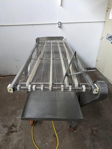 Used Stainless Conveyor 22" wide wire belt 6' long 42" tall adjustable legs with casters 120v 