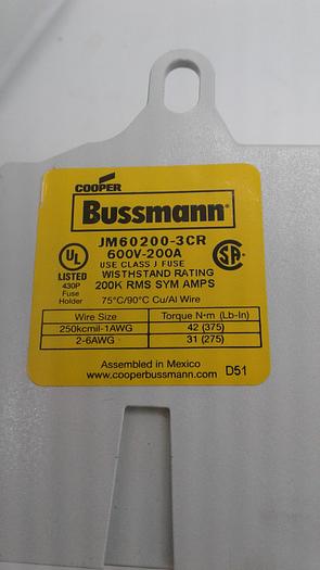 Used Bussmann JM60200-3CR Fuse Holder