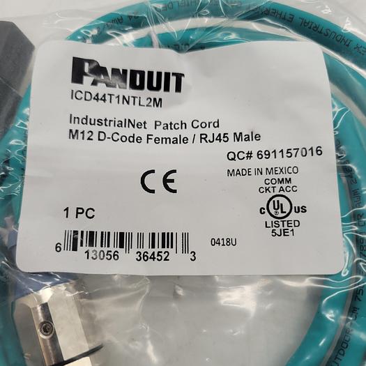 Panduit ICD44T1NTL2M Patch Cord M12 D-Code Female