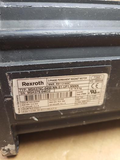 Used Rexroth 3-Phase Permanent Magnet Motor MSK076C-0450-NN-S1-UP1-NNNN