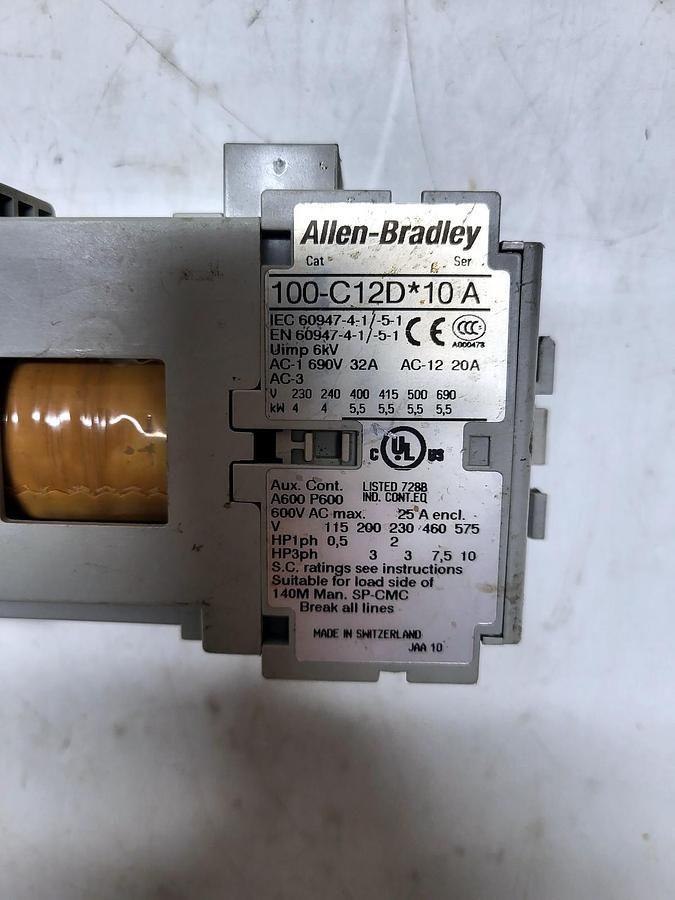 Allen-Bradley 100-C12D*10A nameplate
