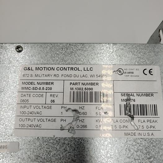 Used G&L MOTION CONTROL MMC-SD-.5-230 SMART DRIVE