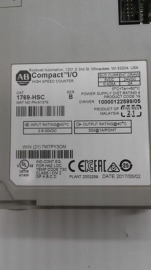 Used Allen-Bradley Compact I/O High Speed Counter 1769-HSC