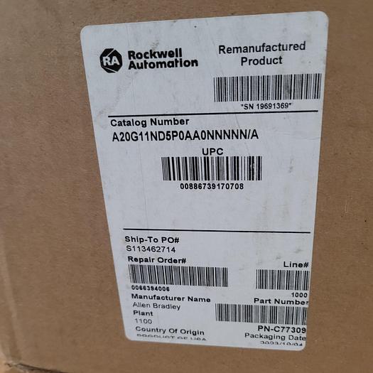 Allen-Bradley Powerflex 755 20G11ND5P0AA0NNNNN/A SAME DAY SHIPPING Sealed Athentic AB NOS