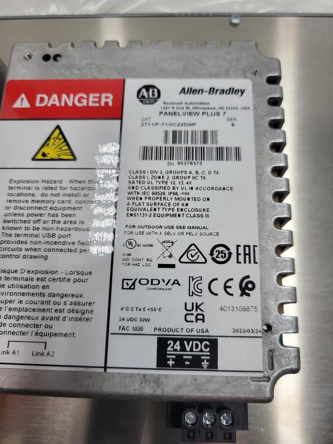 Allen-Bradley 2711P-T10C22D9P-B PanelView Plus 7 Color Touch 10" Ethernet, Ser B