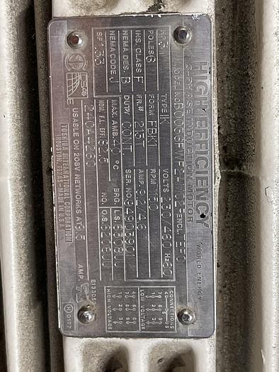 Used 3 phase High Efficiency Motor B0036FWF2AM02R 3 HP