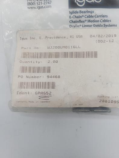 Igus Iglide Bearings WJ200UM0116LL