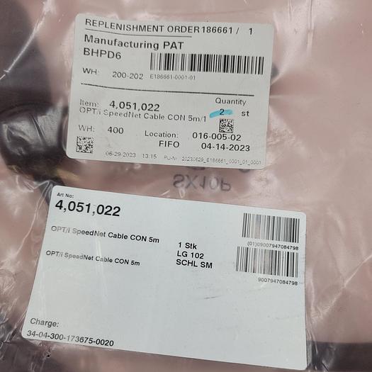 Abicor Binzel 4,051,022 OPT/i Speednet Cable 5 meters *NEW*
