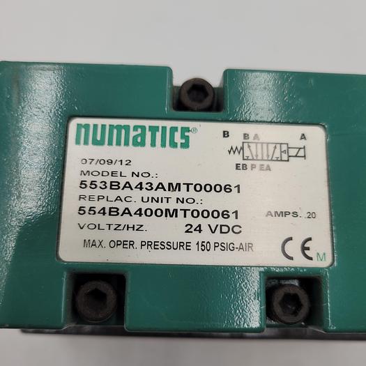Used NUMATICS 553BA43AMT00061 24 VDC