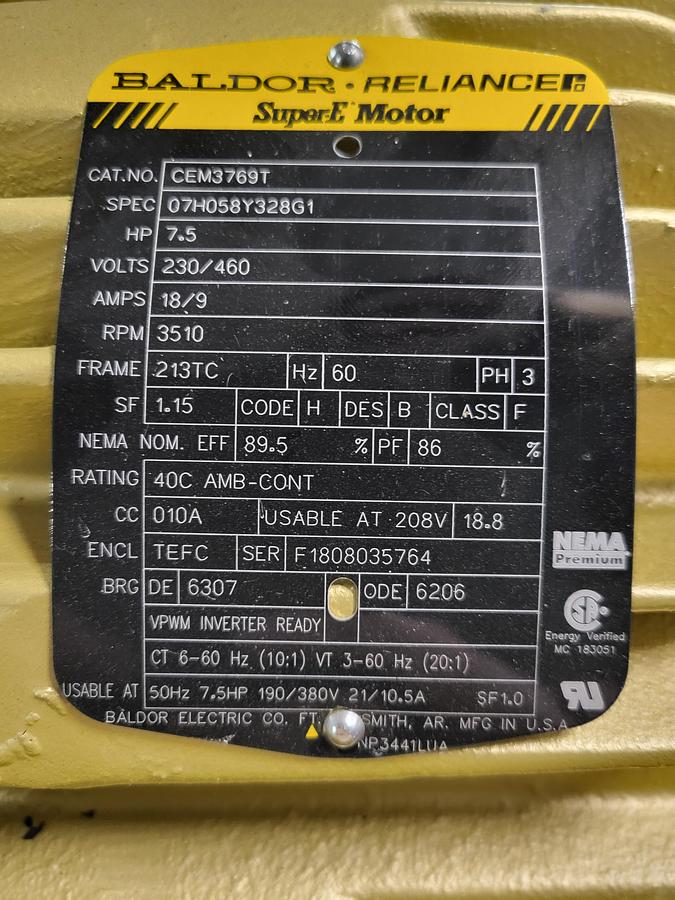 Baldor Reliance SuperE Motor CEM3769T