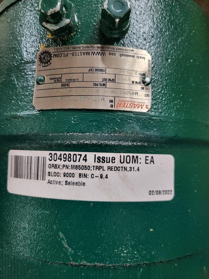 Refurbished Master Power Transmission MCT00007110023RA / M85050 56-T-M-3-A-1-31.4-A1 / Ratio 31.4 **REFURBISHED**