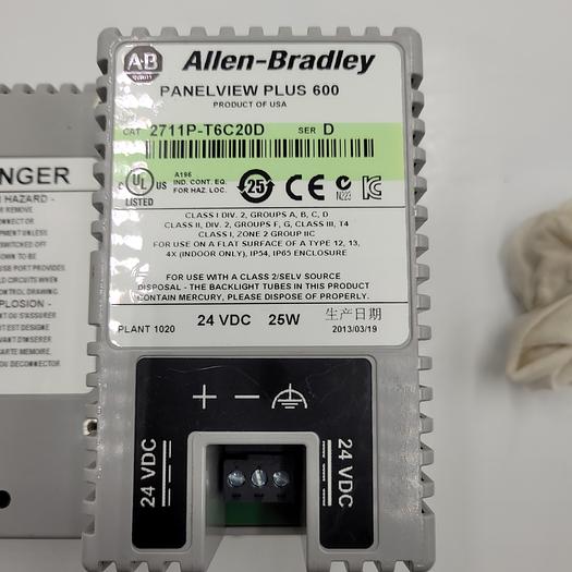 Used AB ALLEN BRADLEY PANELVIEW PLUS 600 - 2711P-T6C20D