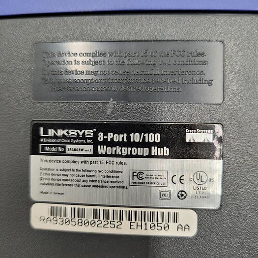 Used LINKSYS ETHER FAST 8-PORT 10/100 EH1050