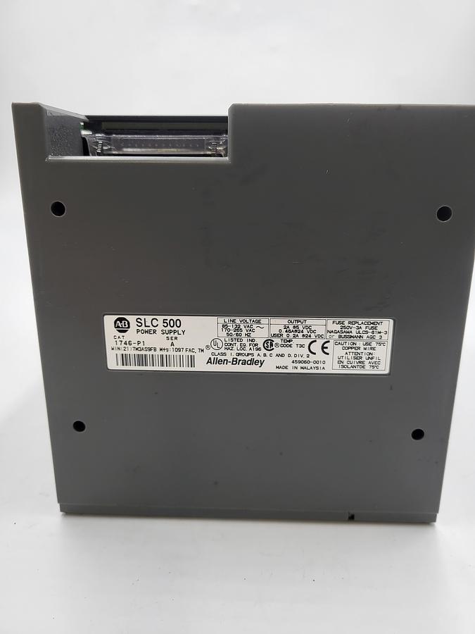 Used Allen Bradley SLC 500 1746-P1 Power Supply & 4 Slot Rack 1746-A4