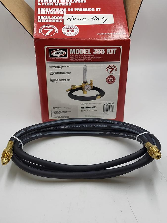 Harris (Continental brand) 10' 3/16" inert gas hose ONLY *New in box* 200 PSI hose from model 355 kit