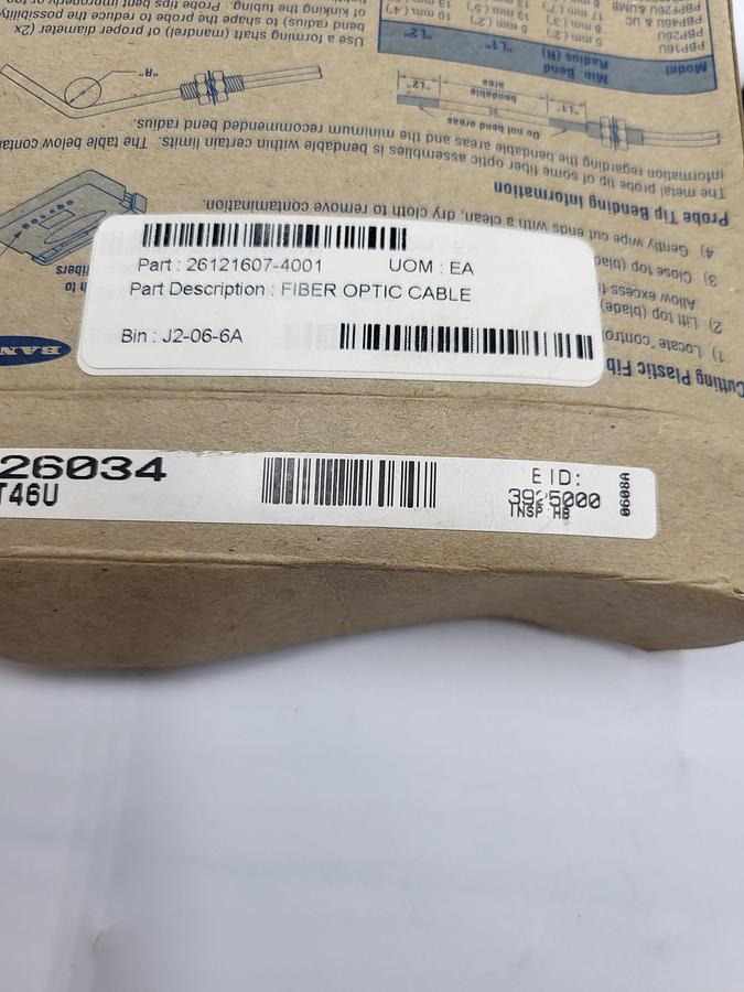 Banner fiber optic cable 26121607-4001 / 26034 *new*