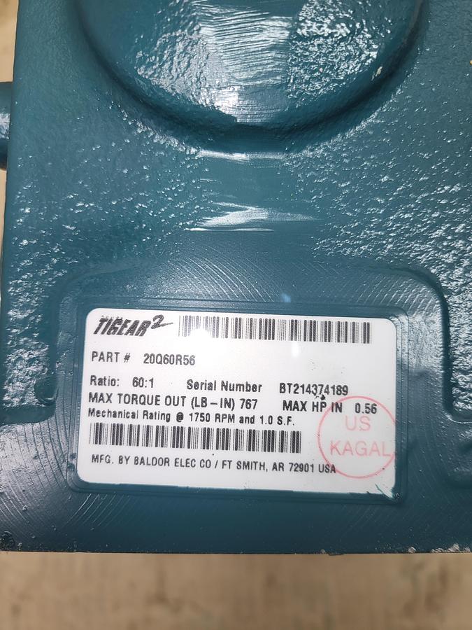 TIGEAR 2 20Q60R56 Right Angle Worm Gear Reducer 60:1 RATIO ** NEW NO BOX**