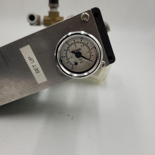 Used PIAB Vacuum pump with silencer PCL.P2BN.S.08E.SV And Vacuum filter 1/2" NPT PPSF.5-X35 And GAUGE