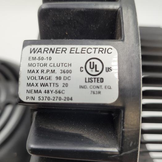 Used WARNER Electric motor clutch EM-50-10 / Pt # 5370-270-204