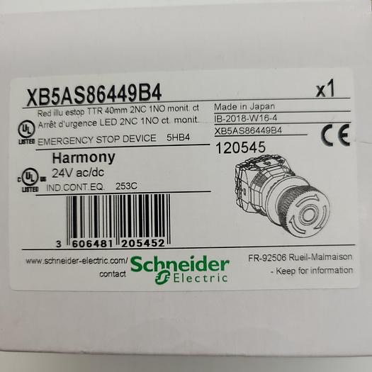 Schneider Electric Emergency Stop Device XB5AS86449B4