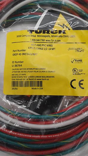 Turck GKDF 42-3M/14.5/NPT U-36764 Power Fast Conductor
