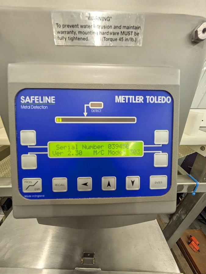 Used Safeline metal detector, stainless steel frame 