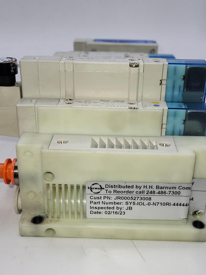 Used SMC SY5-IOL-0-N710RI W/ 9 solenoids SY5300 & One SY5400 air regulated / One: EX260-SIL1 Serial Transmission System output