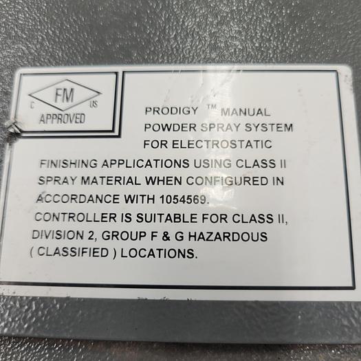 Used Nordson Model: 1101388 Prodigy Manual Powder Spray System Control Box - Electrostatic