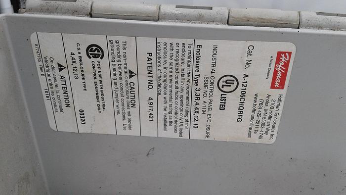 Used Hoffman A-12106CHQRFG Industrial Control Panel Enclosure